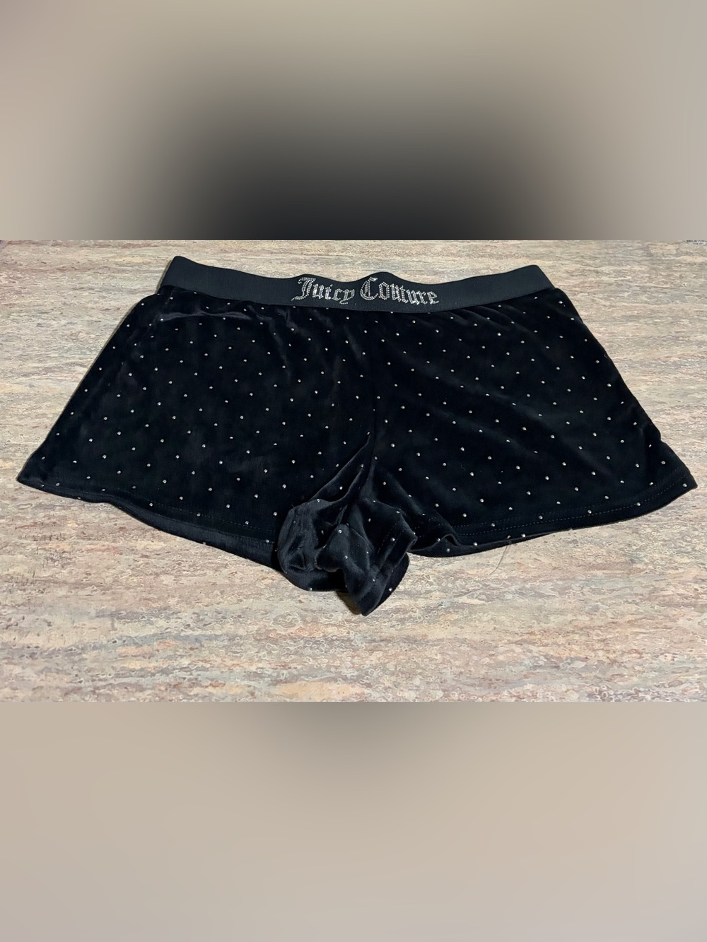 Juicy Couture Black Velvet Rhinestones and Silver Studs Sleepwear Shorts
